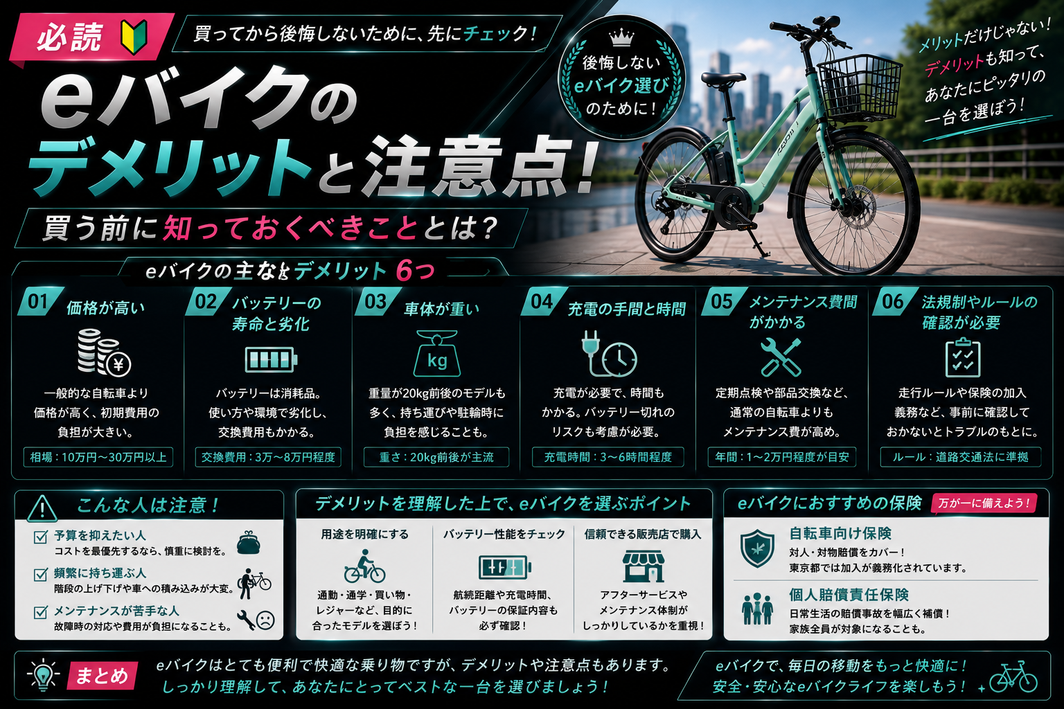 【必読】eバイクのデメリットと注意点！買う前に知っておくべきこととは？
