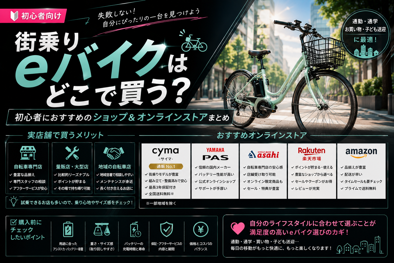 街乗りeバイクはどこで買う?初心者におすすめのショップ&オンラインストアまとめ