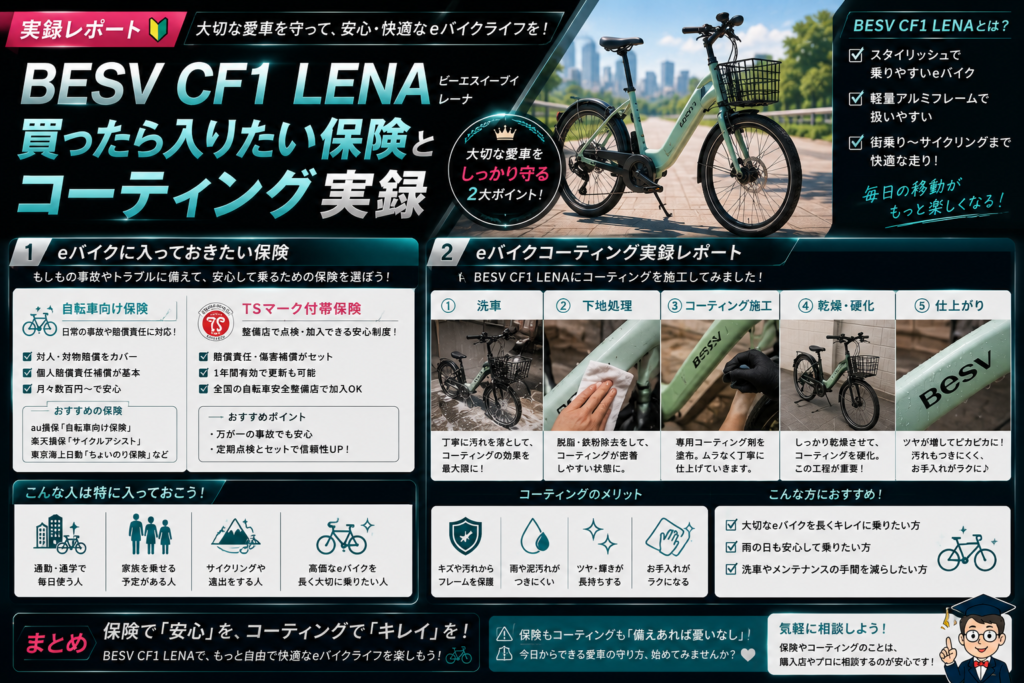 BESV CF1 LENA 買ったら入りたい保険とコーティング実録