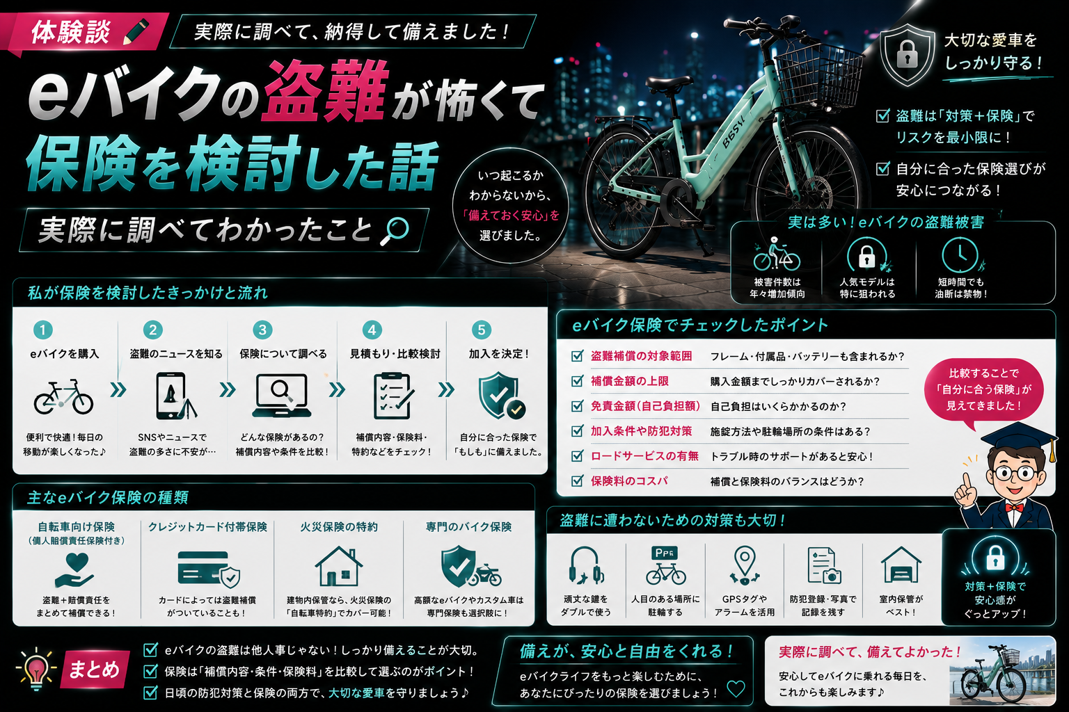 【体験談】eバイクの盗難が怖くて保険を検討した話｜実際に調べてわかったこと